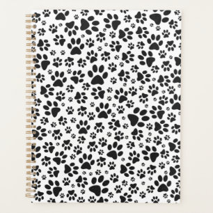 Dog Paws Black and White Polka Dot Planner