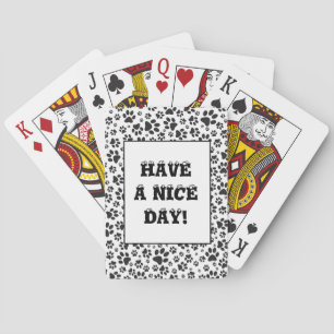 Dog Paws Black and White Polka Dot Playing Cards