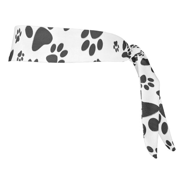 Dog Paws Black and White Polka Dot  Tie Headband (Rotate 90)
