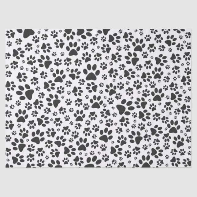 Dog Paws Black and White Polka Dot  Tissue Paper (Front)