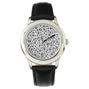 Dog Paws Black and White Polka Dot Watch