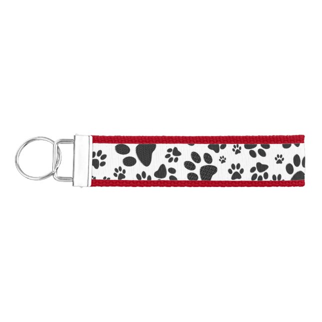Dog Paws Black and White Polka Dot  Wrist Keychain (Keys on Left)