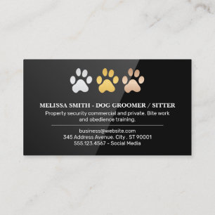 Dog Paws Black Gloss Business Card