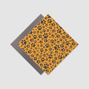 Dog Paws Black & White Polka Dot on dahlia orange Car Magnet