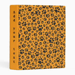 Dog Paws Black & White Polka Dot on dahlia orange Mini Binder