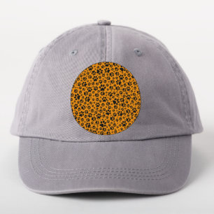 Dog Paws Black & White Polka Dot on dahlia orange Patch