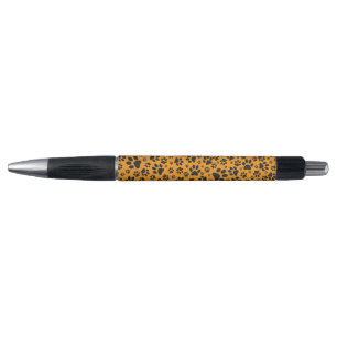 Dog Paws Black & White Polka Dot on dahlia orange Pen