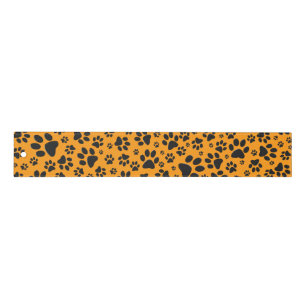 Dog Paws Black & White Polka Dot on dahlia orange Ruler