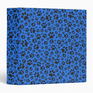 Dog Paws Black & White Polka Dot on tech blue 3 Ring Binder