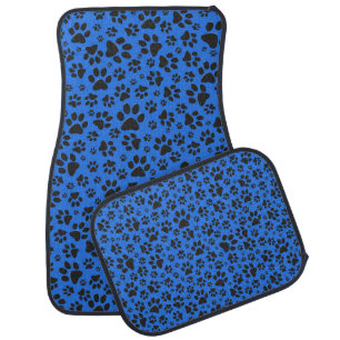 Dog Paws Black & White Polka Dot on tech blue Car Floor Mat