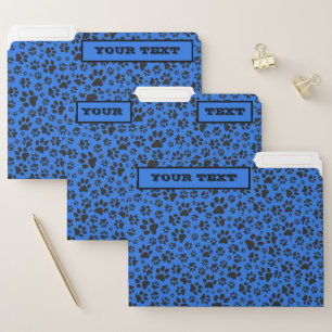 Dog Paws Black & White Polka Dot on tech blue File Folder