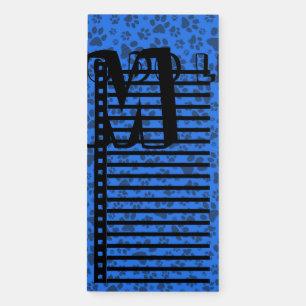 Dog Paws Black & White Polka Dot on tech blue Magnetic Notepad