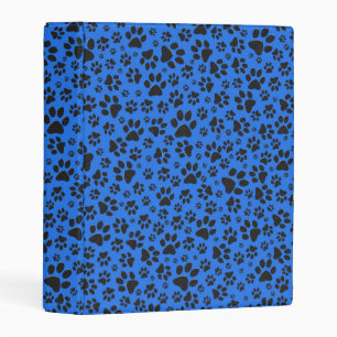 Dog Paws Black & White Polka Dot on tech blue Mini Binder