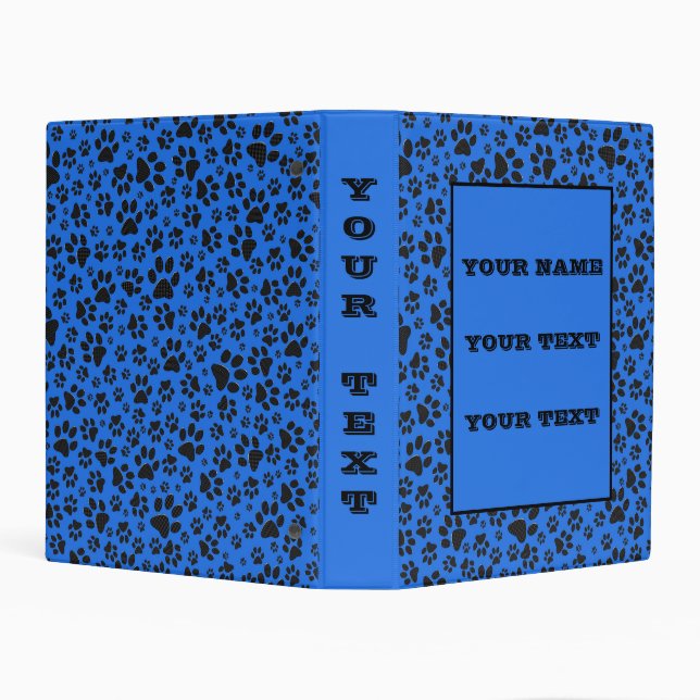 Dog Paws Black & White Polka Dot on tech blue Mini Binder (Background)