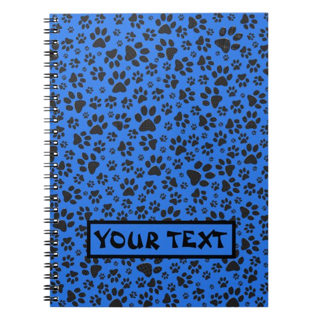 Dog Paws Black & White Polka Dot on tech blue Notebook (Front)