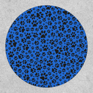 Dog Paws Black & White Polka Dot on tech blue Patch