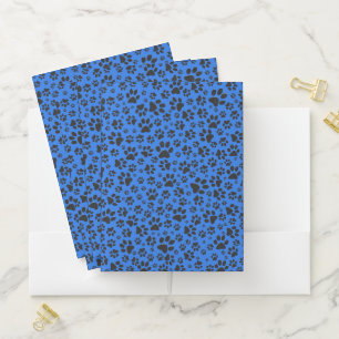 Dog Paws Black & White Polka Dot on tech blue Pocket Folder