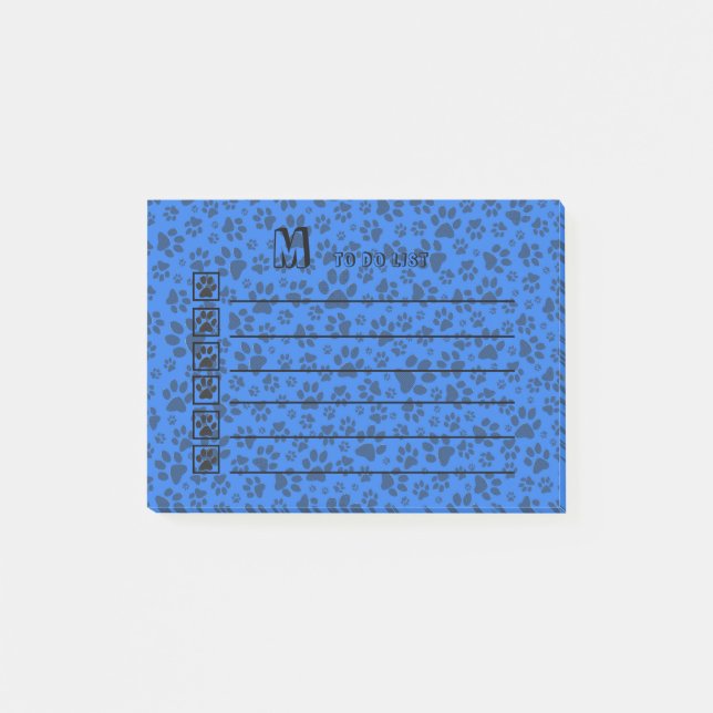 Dog Paws Black & White Polka Dot on tech blue Post-it Notes (Front)