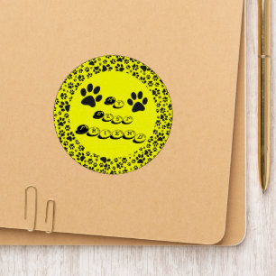 Dog Paws Black & White Polka Dot on yellow Patch