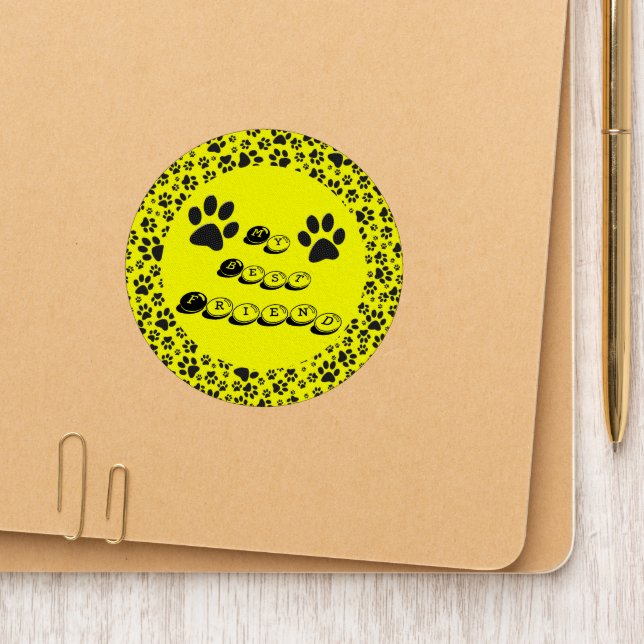 Dog Paws Black & White Polka Dot on yellow Patch (On Folder)