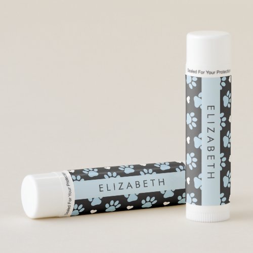 Dog Paws Blue Paws White Hearts Your Name Lip Balm