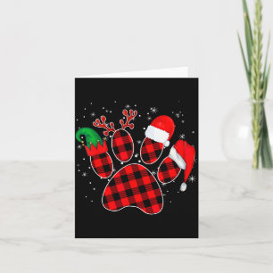 Dog Paws Christmas Buffalo Plaid Paw Santa Elf Rei Card