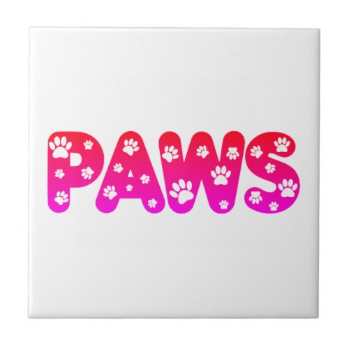Dog Paws Custom Text Ceramic Tile