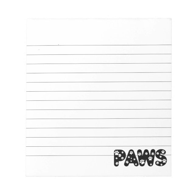 Dog Paws Custom Text Lined Notepad (Front)
