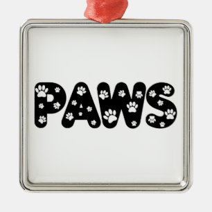 Dog Paws Custom Text Metal Ornament