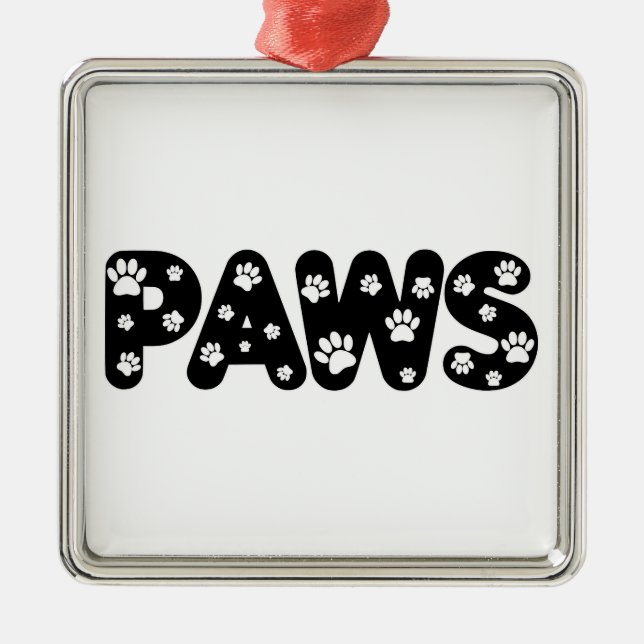 Dog Paws Custom Text Metal Ornament (Front)