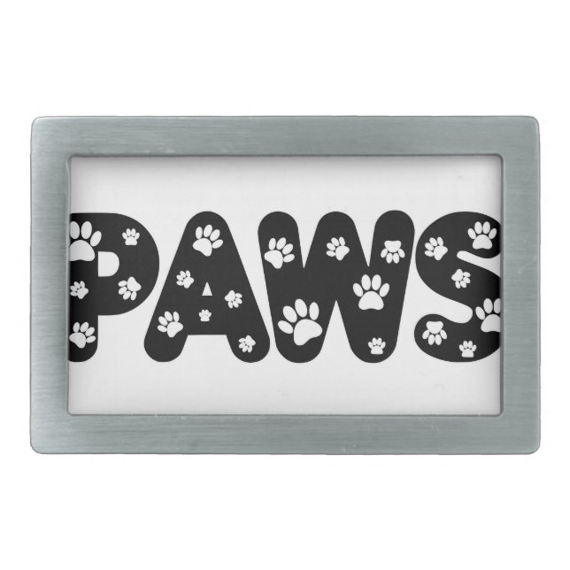 Dog Paws Custom Text Rectangular Belt Buckle (Front)