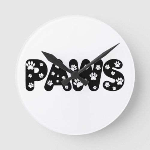 Dog Paws Custom Text Round Clock