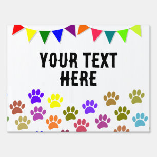 Dog Paws Decorative Flags Custom Text Sign