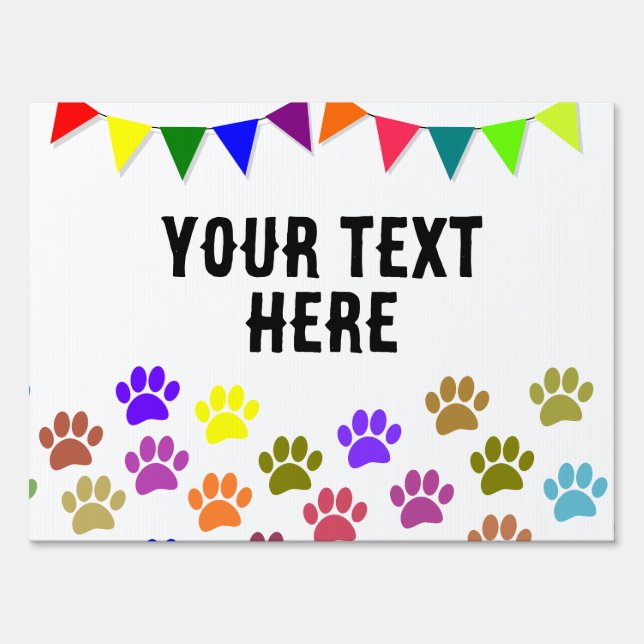 Dog Paws Decorative Flags Custom Text Sign (Front)