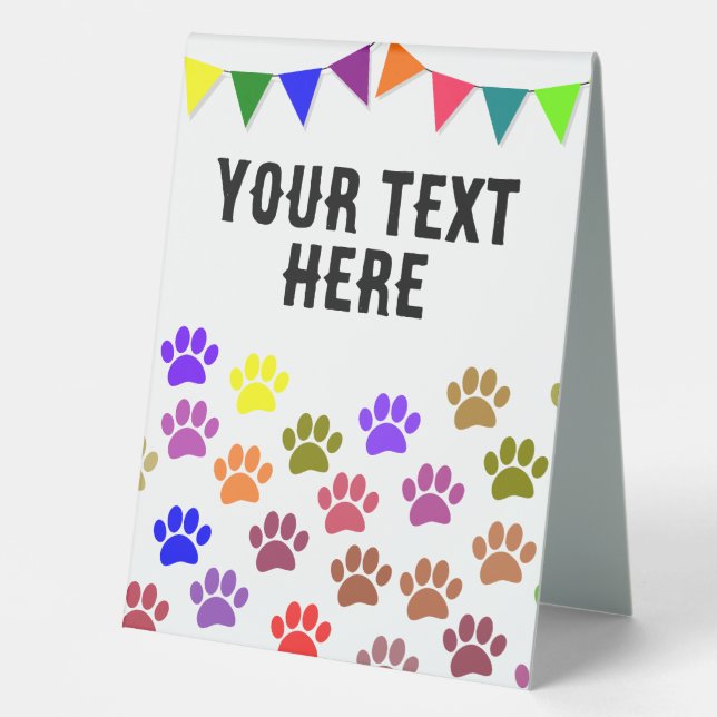 Dog Paws Decorative Flags Custom Text Table Tent (Front)