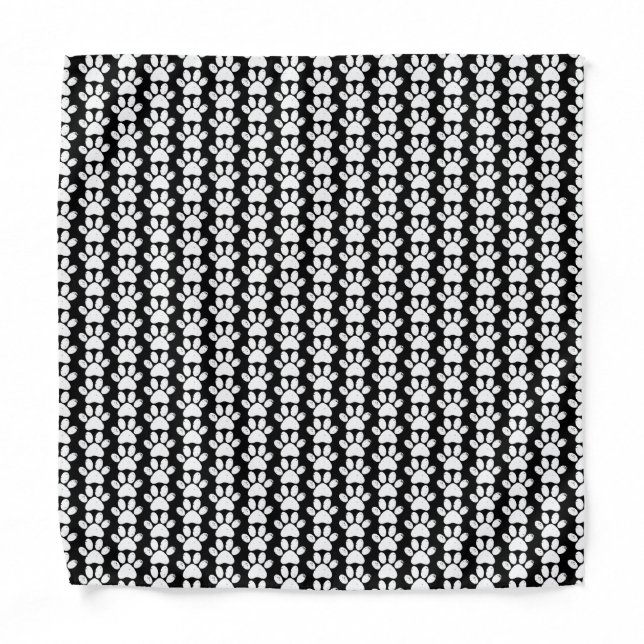 Dog Paws distressed black and white animal lover Bandana (Front)