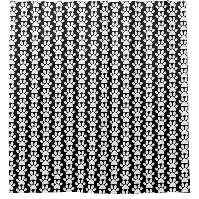 Dog Paws distressed black and white animal lover  Shower Curtain (Front)