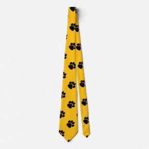 Dog Paws Fun Birthday Gift Yellow Neck Tie