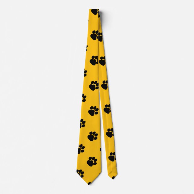  Dog Paws Fun Birthday Gift Yellow Neck Tie (Front)