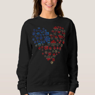 Dog Paws Heart American Flag Sweatshirt
