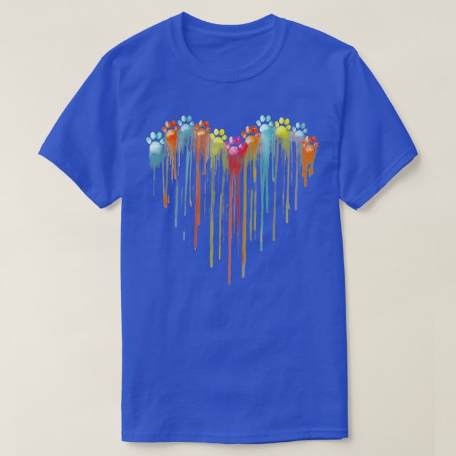 Dog Paws Heart Dog Owner Rainbow Pet Animal  T-Shirt (Design Front)