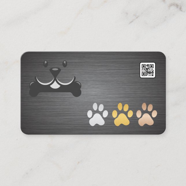 Dog Paws Metal | Animal Services Business Card (Front)