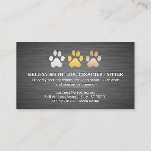 Dog Paws Metal Brushed Business Card