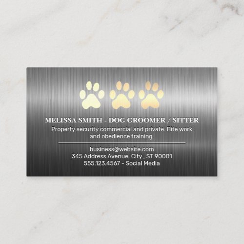 Dog Paws Metal Brushed Business Card