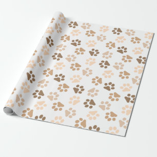 Dog Paws Neutral Colors Wrapping Paper
