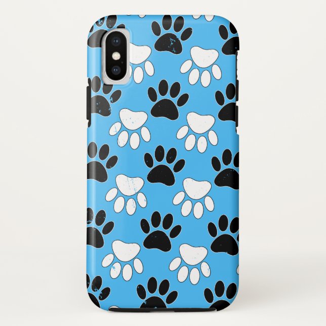 Dog Paws On Blue Background Case-Mate iPhone Case (Back)