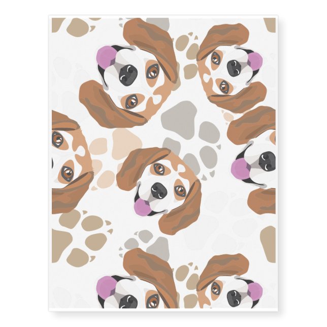 Dog paws pattern Beagle Temporary Tattoos (Front)