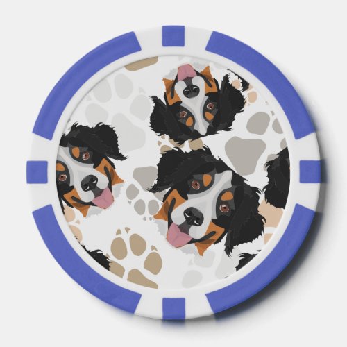 Dog paws pattern Bernese Mountain Dog Poker Chips