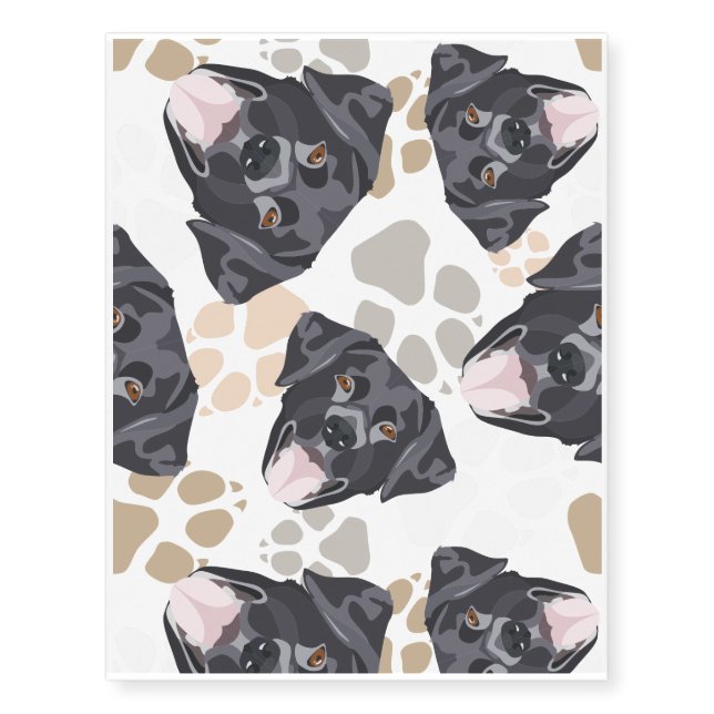 Dog paws pattern black Labrador Temporary Tattoos (Front)