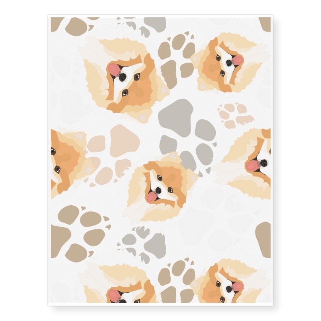 Dog paws pattern Chow Temporary Tattoos (Front)